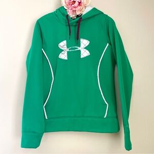 Under Armour Green Quilted Logo Pullover Hooded Sweatshirt Hoodie Medium